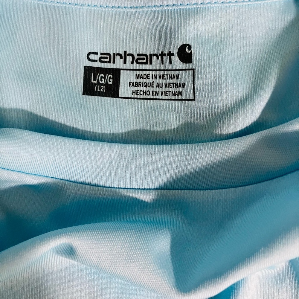 Girls Carhartt Sky Blue Uv protection Short Tee Size 12 Never Worn - Picture 3 of 3